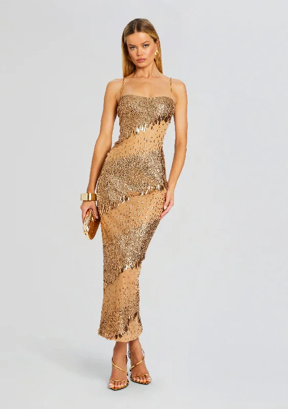 Fringe party dress-Carmine Embellished Dress