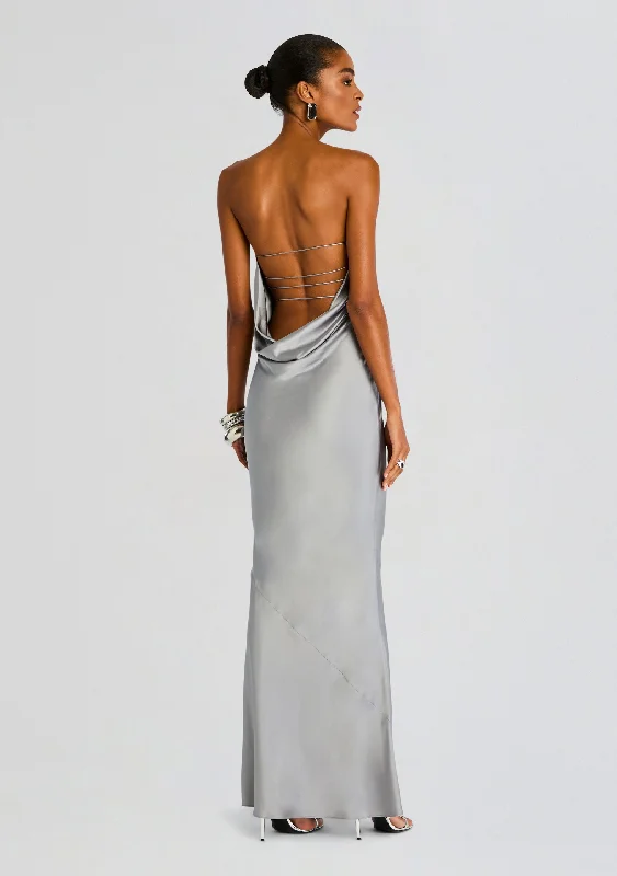 Backless cocktail dress-Keaton Silk Dress