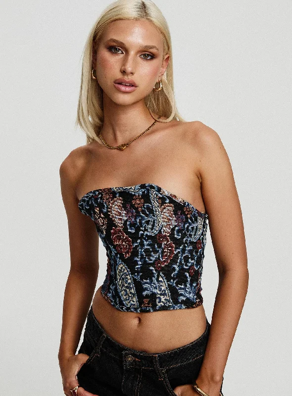 Ruffled party dress-Lyrae Strapless Top Multi