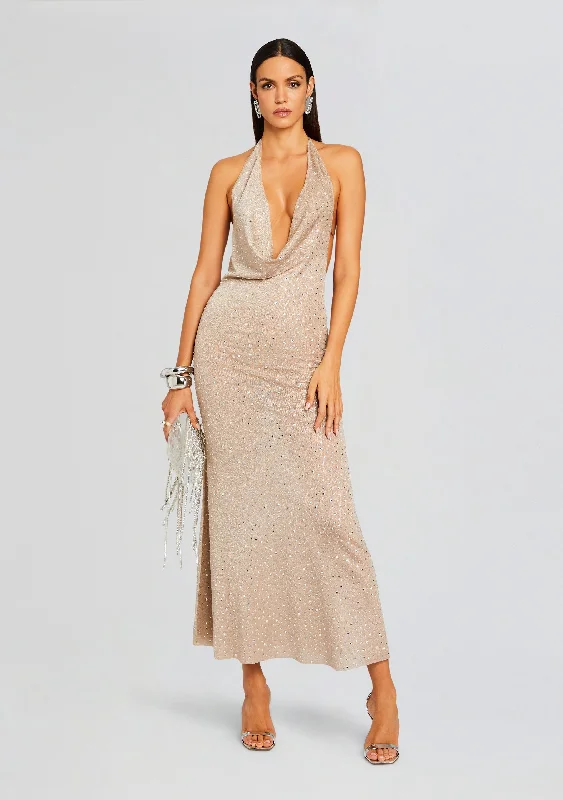 Backless maxi dress-Saar Embellished Knit Dress