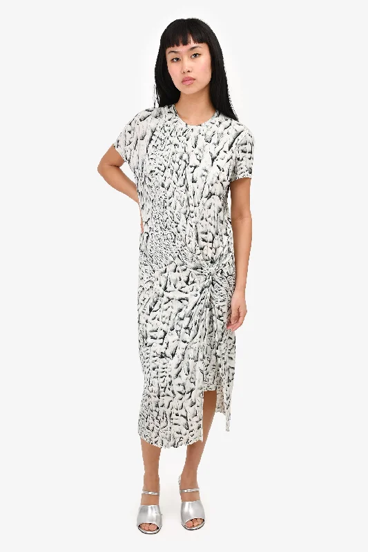 Bow-tie wrap dress-Helmut Lang Black/White Patterned Dress Size S