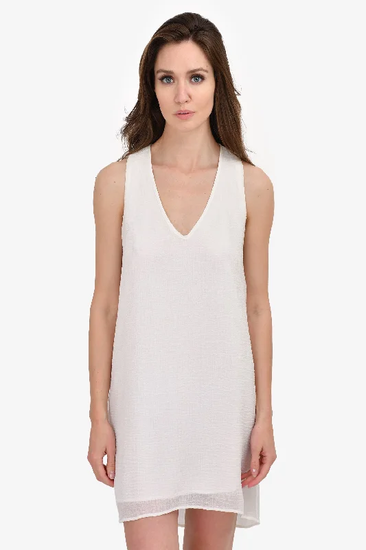 White voile dress-Helmut Lang White Sleeveless Tunic Dress Size M