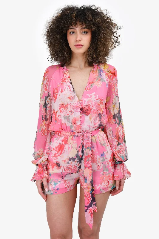 Gathered ruffle dress-Hemant & Nandita Pink Floral Romper Size XS