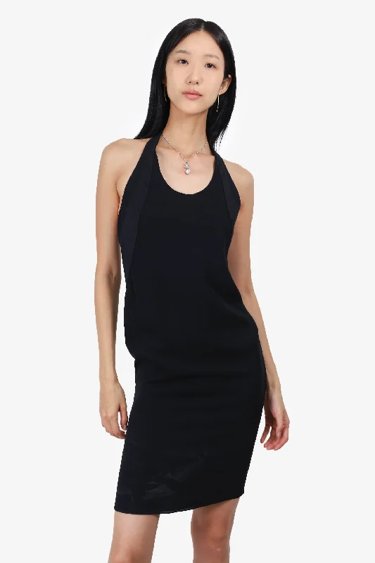 Ruched party dress-Hermes Black Silk Halter Neck Dress Size 34