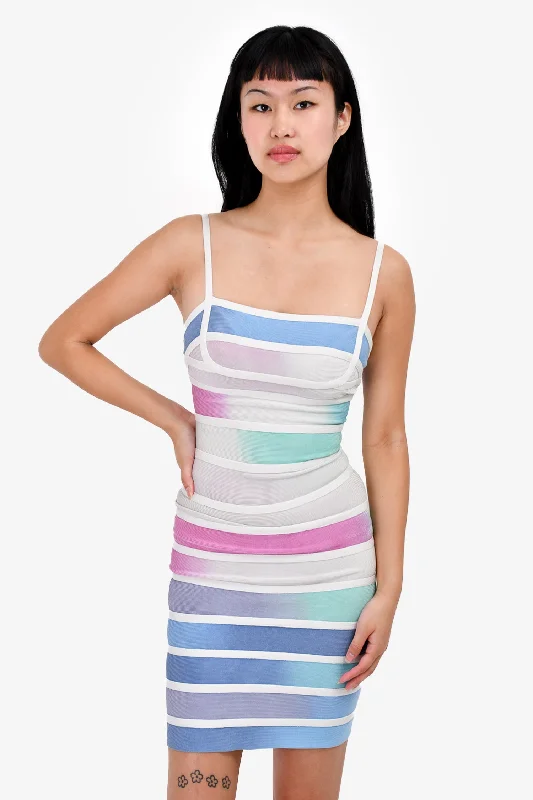 Bodycon chiffon dress-Herve Leger Multicolour Bandage Dress Size XXS