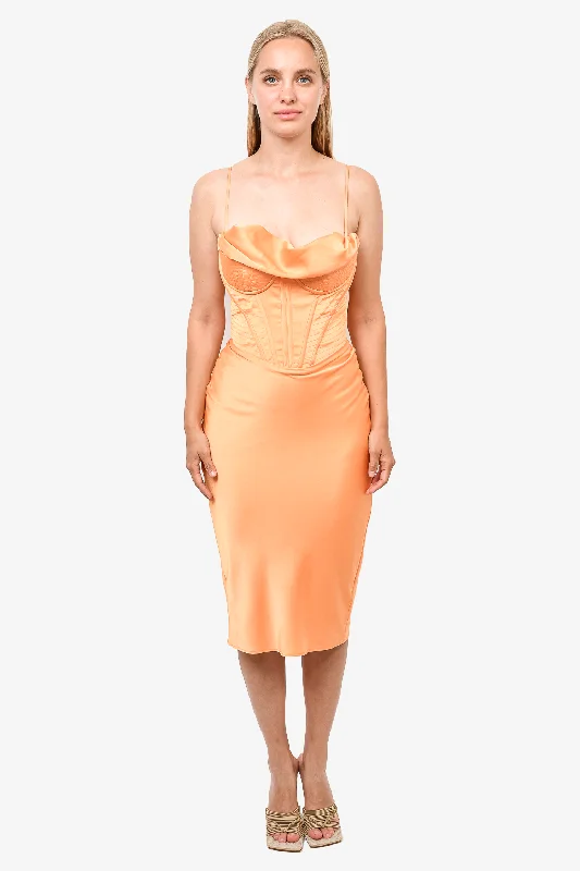 Tiered party dress-House of CB Orange Bustier Midi Dress Size M