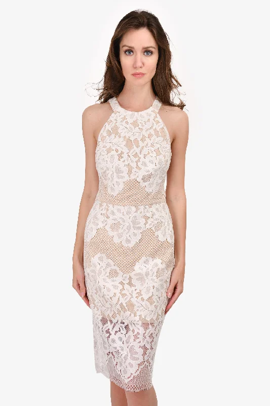 Velvet skater dress-Intermix White Lace Sleeveless Midi Dress Size S