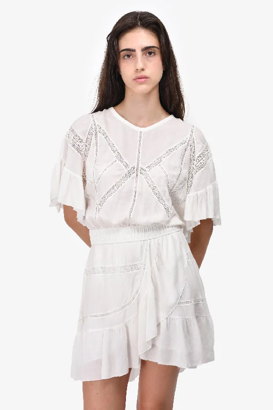 Gathered ruffle dress-IRO White Eyelet Detail Mini Dress Size 36