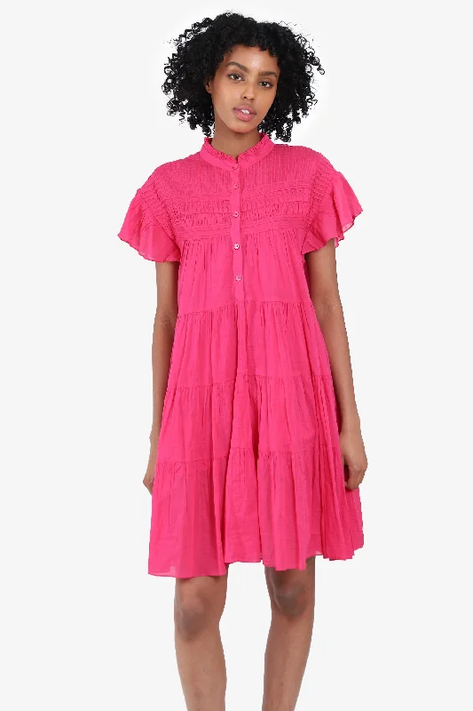 Fringe skater dress-Isabel Marant Etoile Pink Lanikaye Ruffle Dress Size 34