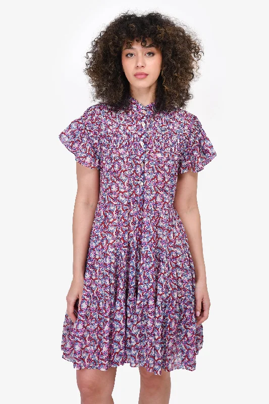 Floral midi dress-Isabel Marant Etoile Purple Printed Cotton Dress Size 34