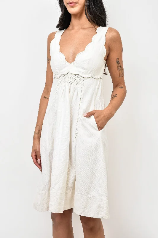 Cut-out skater dress-Isabel Marant White Denim Mini Dress With Pockets Size 34