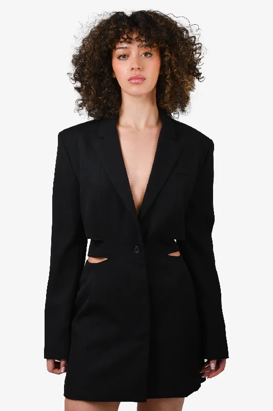 Brown party dress-Jacquemus Black Virgin Wool Cutout Blazer Dress Size 38