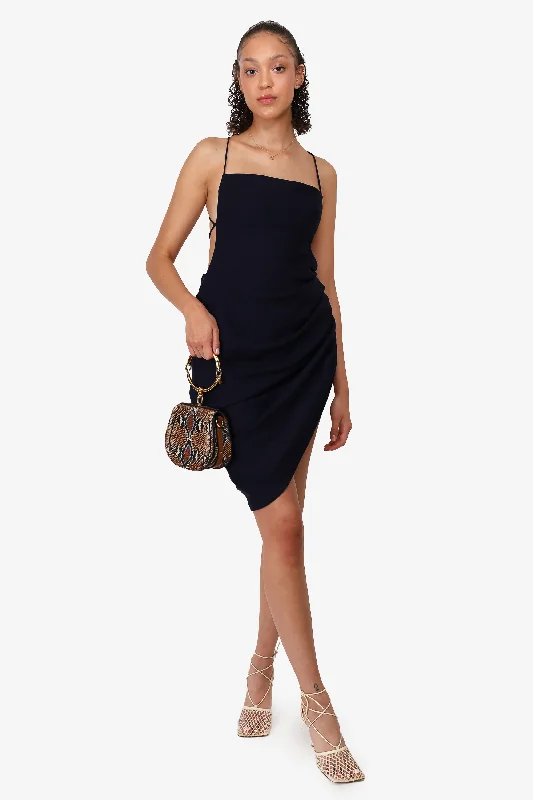 Silk evening dress-Jacquemus Navy La Riviera Strappy Mini Dress Size 40