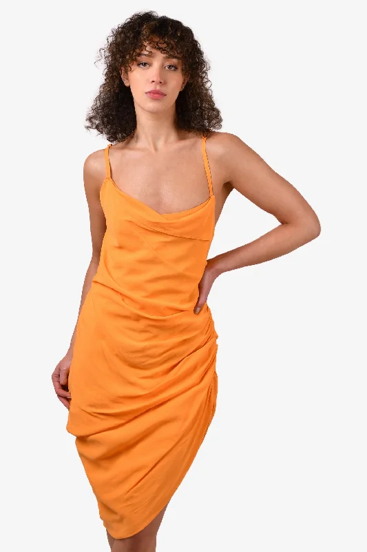 One-shoulder skater dress-Jacquemus Orange "Le Splash" Midi Dress Size 38