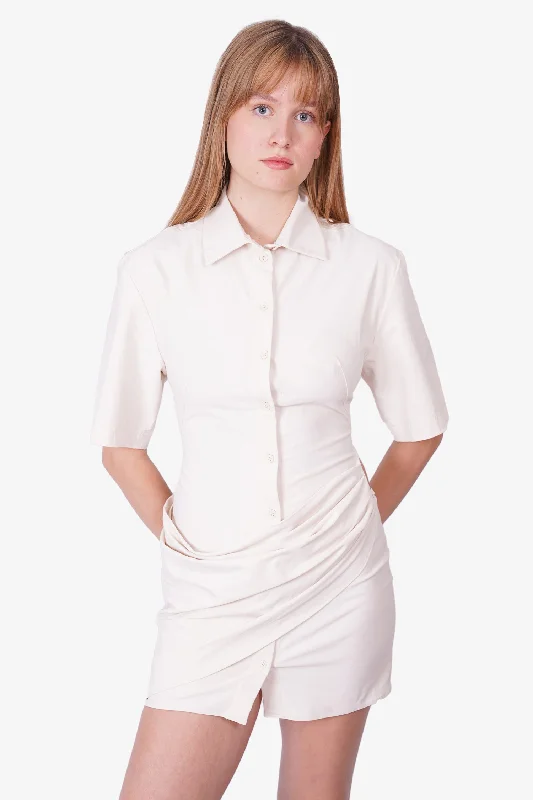 Pleated party dress-Jacquemus White 'La Robe Camisa' Shirt Dress Size 36