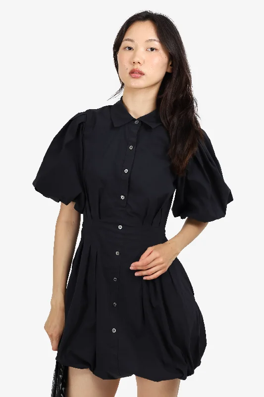 Ruched party dress-Jonathan Simhkai Black Short-Sleeve Shirt Dress Size 4