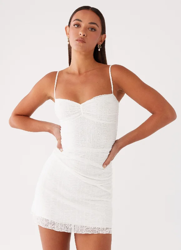 Tiered party dress-Arden Mesh Mini Dress - White