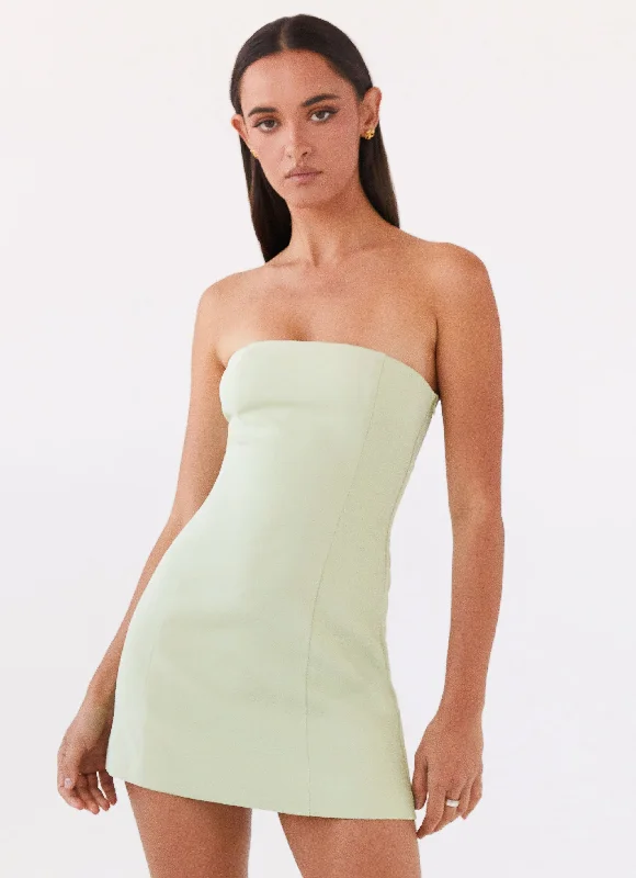 Brown party dress-Ayanna Strapless Mini Dress - Green Zest