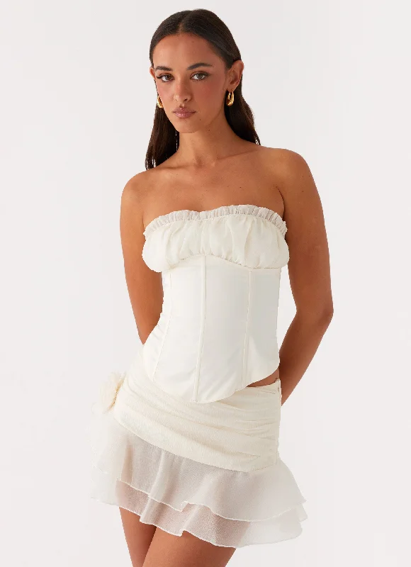 Buttoned sundress-Call Me Never Strapless Corset Top - Ivory