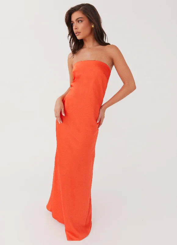 Gold cocktail dress-Chantelle Strapless Maxi Dress - Sunset