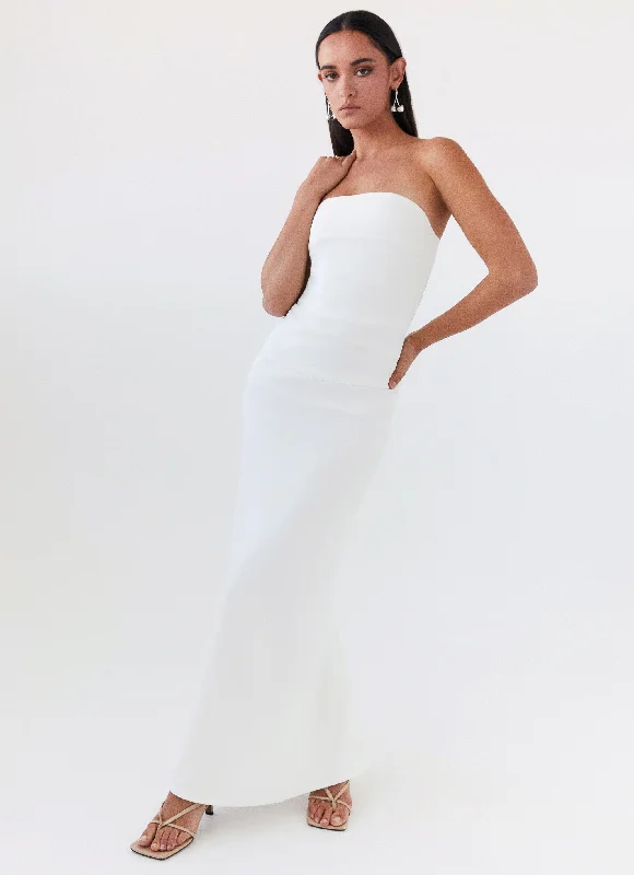 Flared midi dress-Danielle Strapless Maxi Dress - White