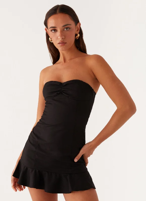 Ruffled party dress-Delmi Bustier Mini Dress - Black