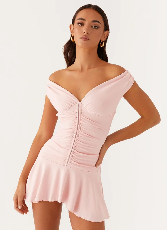 Ruffled skater dress-Elianna Mini Dress - Pink