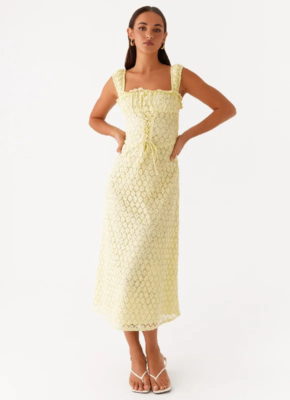 Buttoned sundress-Keziah Tie Front Midi Dress - Lemon