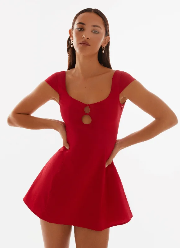 Velvet party dress-Kinley Mini Dress - Red