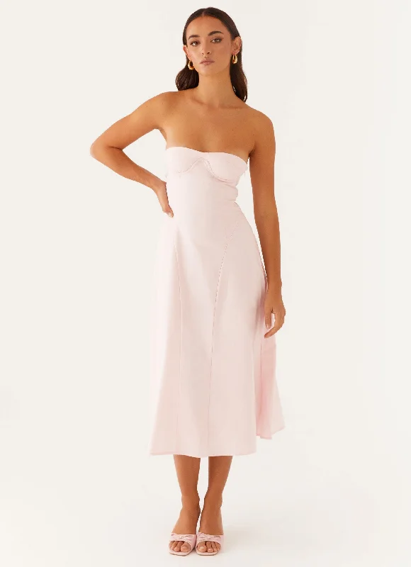 Side-pocket dress-Maika Strapless Midi Dress - Pink