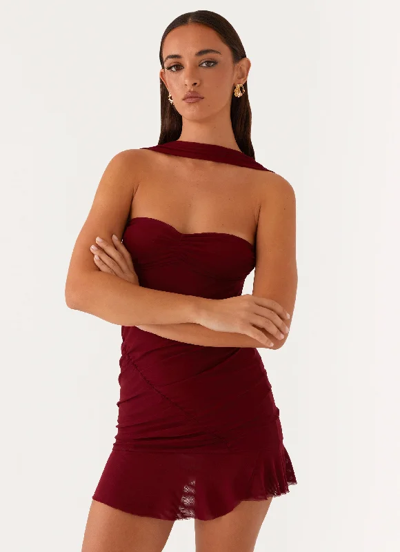 Gold cocktail dress-Pari Open Back Mini Dress - Mulberry