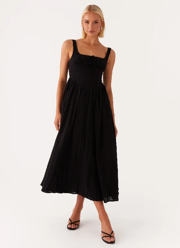 Sheer beach dress-Pascuelle Midi Dress - Black