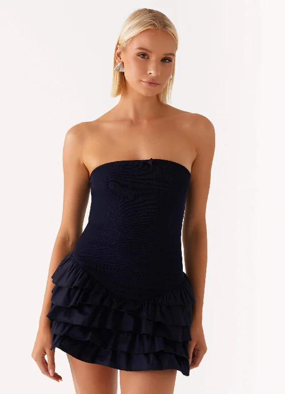 Striped party dress-Tamay Mini Dress - Navy