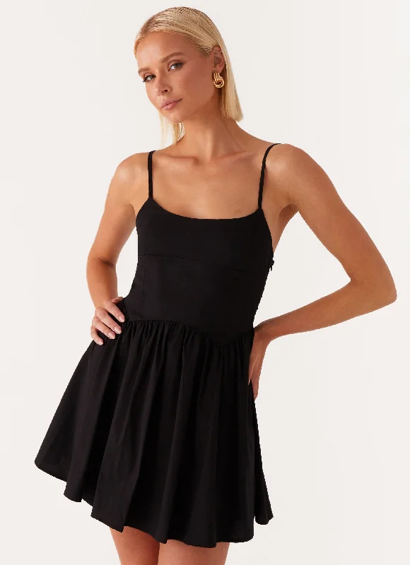 Long sleeve skater dress-Tesoro Mio Mini Dress - Black