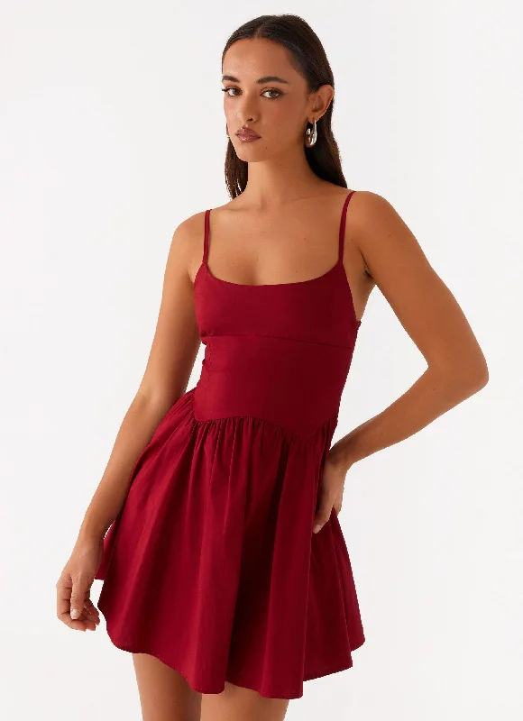 Short sleeve party dress-Tesoro Mio Mini Dress - Maroon