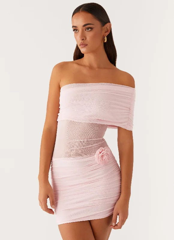 Halter neck party dress-Teyana Mini Dress - Pink