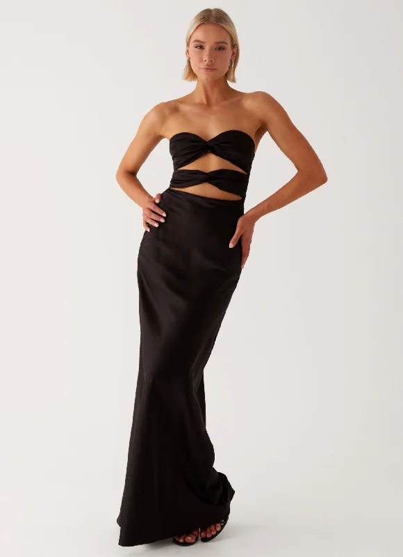 Lace-insert dress-Tianna Strapless Maxi Dress - Black