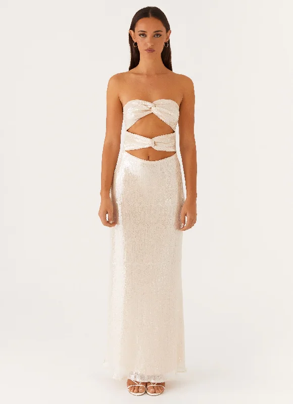 Sheer beach dress-Tianna Strapless Sequin Maxi Dress - Ivory