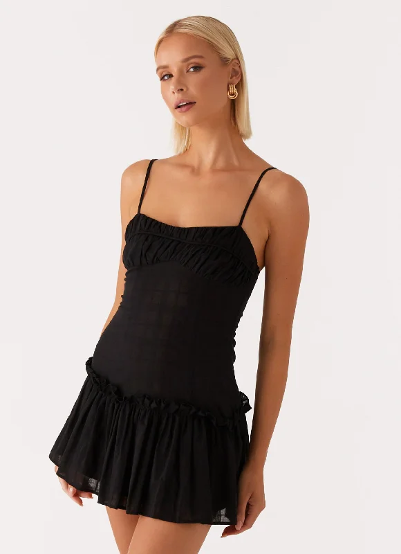 Pleated party dress-Wanda Mini Dress - Black