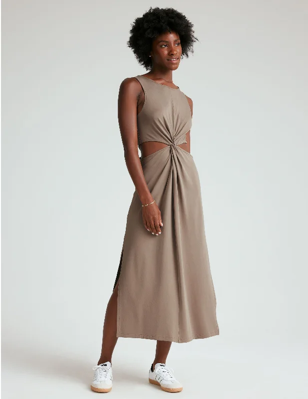 Satin sundress-Around The World Front Twist Dress