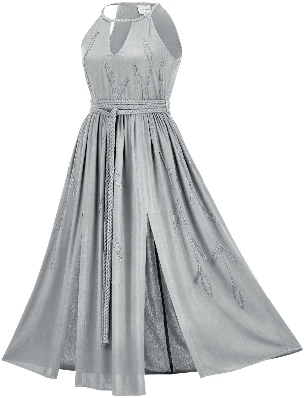 Polka dot party dress-Athena Maxi Limited Edition Silver Pewter