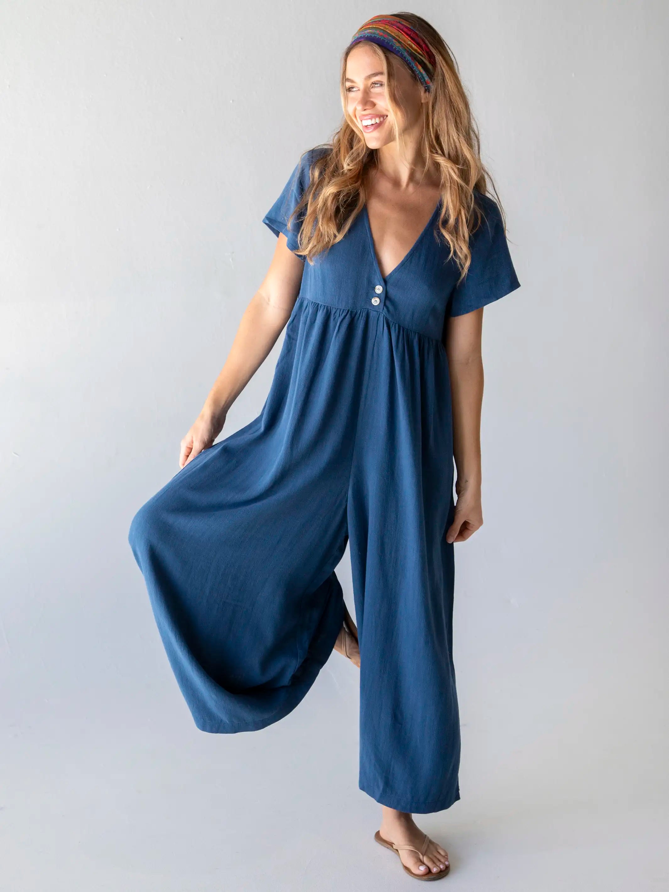 Velvet skater dress-Avery Wide-Leg Jumpsuit - Indigo