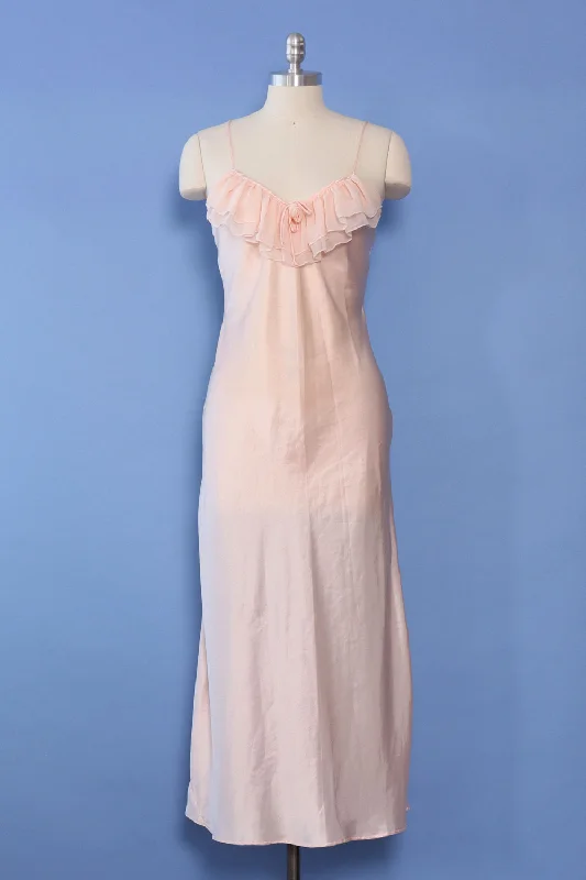 Satin sundress-Ballet Pink Satin Slip Dress S