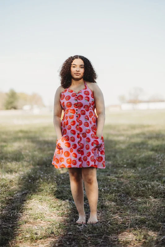 Tiered party dress-Bedding Dress in Tomato