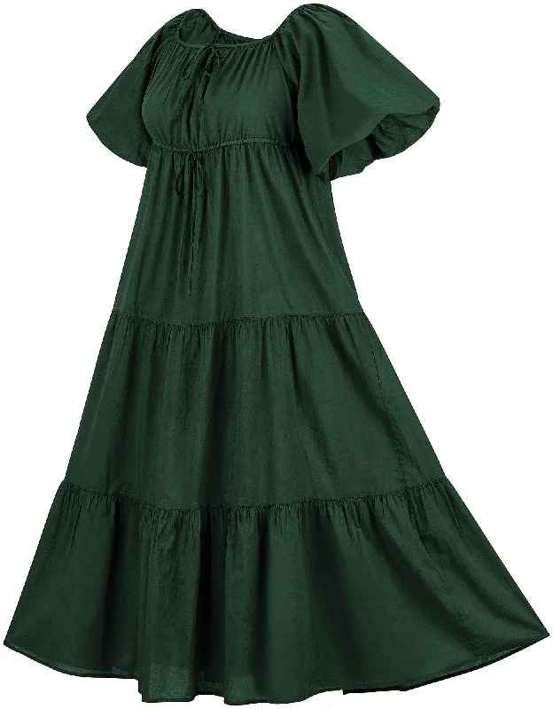 Smocked party dress-Belle Maxi Chemise Limited Edition Greens