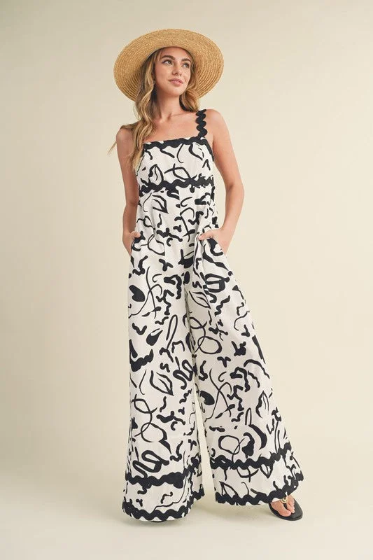 Smocked party dress-Summer Trends Black Print Jumpsuit