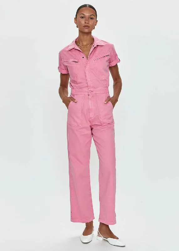 Tiered party dress-Campbell Aviator Jumpsuit - Peony Pink