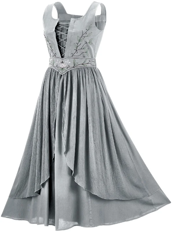 Smocked party dress-Danu Maxi Limited Edition Silver Pewter