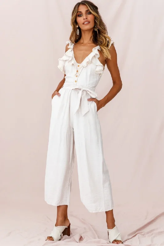 Bell sleeve dress-Danube Belted Waist Jumpsuit Beige