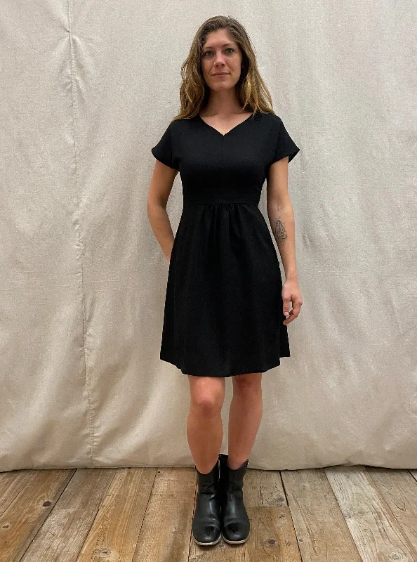 Corset party dress-Dolman Dress in Black Linen